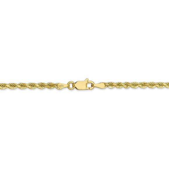 2.75mm 10k Yellow Gold Diamond Cut Solid Rope Chain Necklace, 22 Inch - Picture 4 of 8